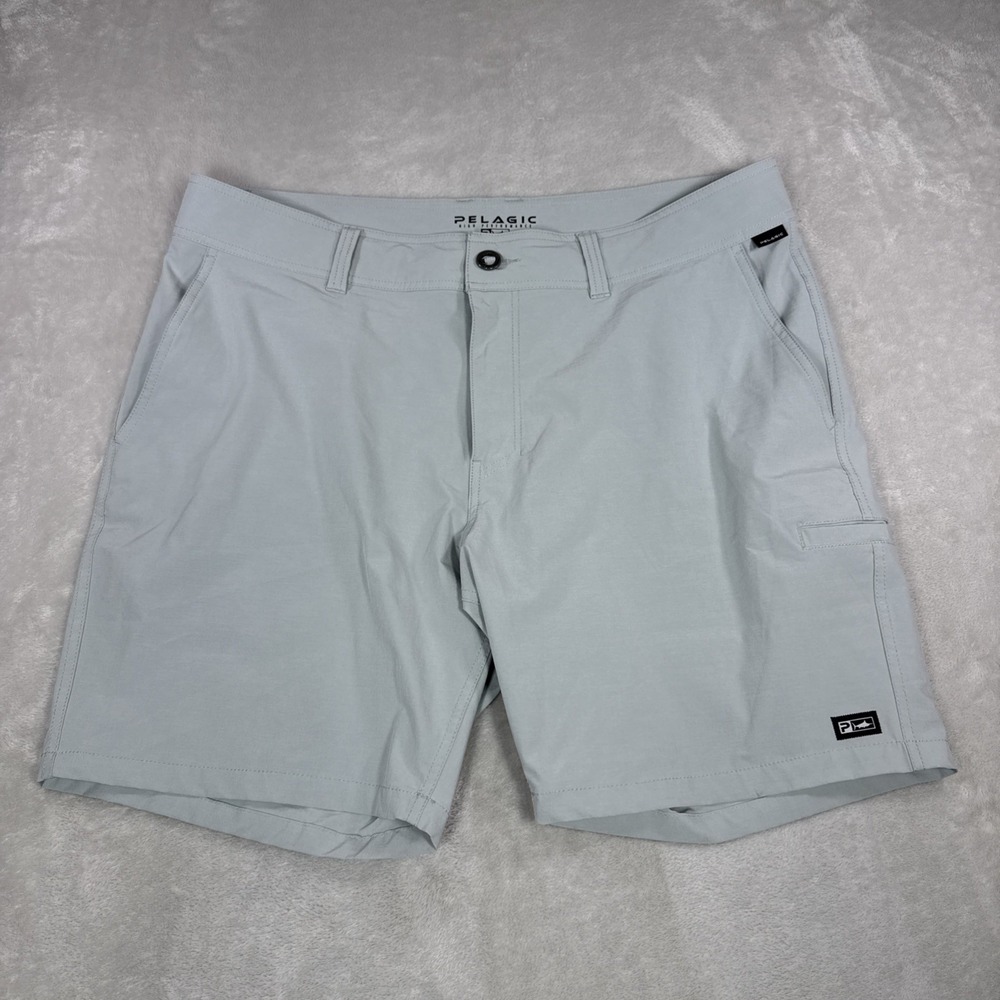 Pelagic Shorts Mens 38 Light Gray Performance Fishing Outdoor Surf